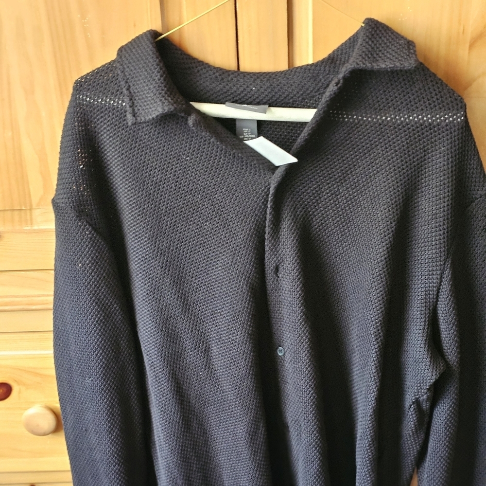 Men's Black Textured Shirt